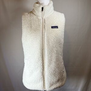 PATAGONIA Los Gatos Winter White Cream Fuzzy Fleece Vest Fitted Women’s Medium M